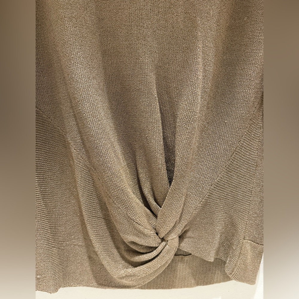 Chico's Tan/gold Knit Pullover with twist tie in front - Picture 4 of 6